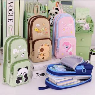 Multi-Layer Schoolbag Design Large Capacity Cartoon Storage Cute Capybara Pen Bag School Stationery