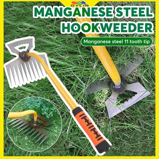 Gardening Tool Weeding Uprooting Tool 11 Teeth Multi Purpose Steel Forged Grass Remover Grass Rake