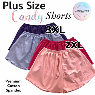 Stylesnap Plus Size Plain Candy Shorts Cotton Spandex (2XL-3XL) - Comfy Bottoms