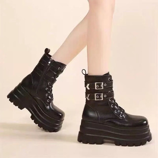 LZ 8819 (7cm) New Thick soled Martin Boots, Sponge Cake shoes, Gothic Mid length Knight boots