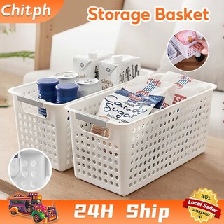 CHIT Trolley Storage Basket Household Stackable Plastic Sundries Storage Organizer with Handles