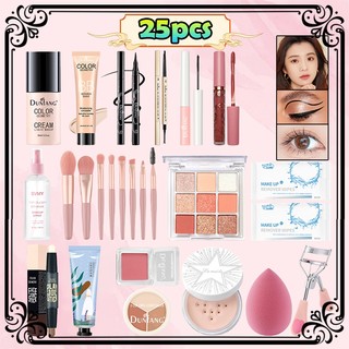 25PCS Beginner's Makeup Set Full Foundation + Eyeshadow Palette + Concealer + Blush + Setting Spray