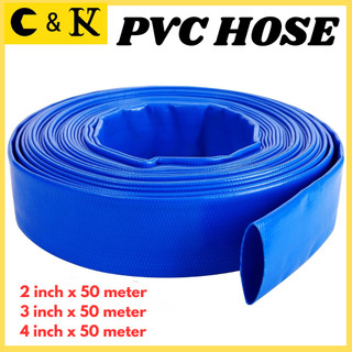 C&K Heavy-Duty PVC Hose Blue Lay Flat Hose for Industrial, Agricultural, and Domestic Use"2"3"4"50M