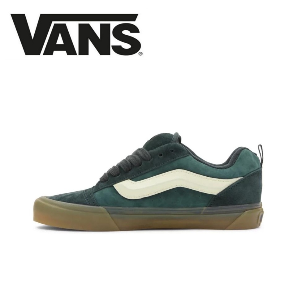 【100%Original】Vans Knu Skool Low Top Sneakers Women&Men Green VN00CS0DWL