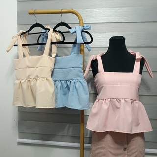 Sanina Womens #4057/4080 Tube Tops Peplum Self Tie Adjustable Strap