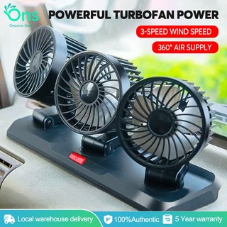 Car Fan Electric Three Head Automotive Fan 360° Adjustable Cooling Fan Low Noise