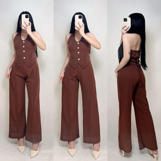 TYRAH TERNO COORDINATES Vest Top with Back Ribbon and Pants