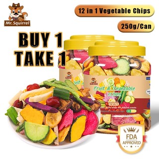 Mr.Squirrel 12 In 1 Vegetable Chips 125g/Can Dried Mixed Fruits Crispy Vegetables Snack Veggie Chips
