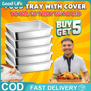 Combo 5 Stainless Tray With Cover For Food Stainless Steel Tray With Lid Marvin Agustin Food Tray DF