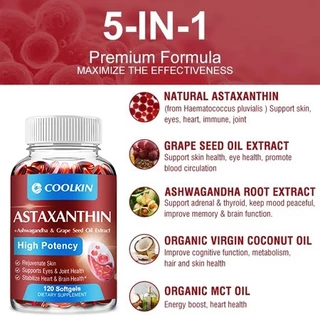 Coolkin Astaxanthin 24 mg ช่วยบำรุงสุขภาพหัวใจและหลอดเลือด สารต้านอนุมูลอิสระช่วยบำรุงสุขภาพดวงตา
