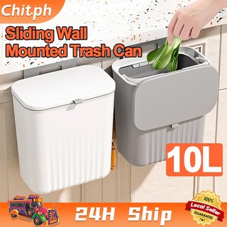CHIT Kitchen Trash Can with Cover Sliding Wall Mounted Hanging Trash Bin for Bathroom Home