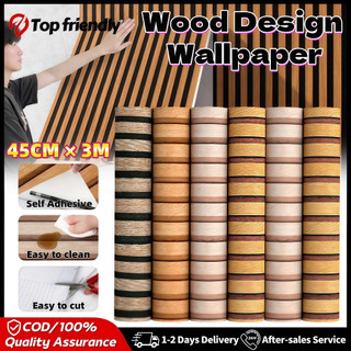 45*300cm Creative Imitation Wood Grain Wallpaper PVC Waterproof Self-Adhesive Decorative Wallpaper