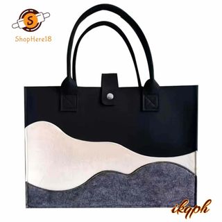 IKQPH New Arrival Fashion Women Spliced Felt Handbags Large Capacity Felt Shopping Bag Beach Tote