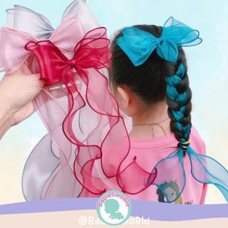 Babiesworld Korean INS Style Bow Knotted Hair Clip Chiffon Ribbon Bowknot Braided Hairpin Ponytail