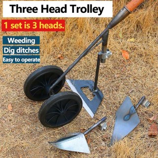 Multi-Purpose Farming Tool Kit Dual Wheel Assisted Hoe for Weed Control Soil Loosening and Trench