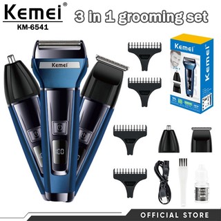 Kemei Shaver For Men 3 In 1 Electric Rechargeable Professional Razor Beard Nose Hair Clipper KM-6541