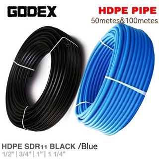 COD/ SDR-11 HDPE Black Blue Pipe Waterline & Farm Garden  Hose | Sold Per Roll