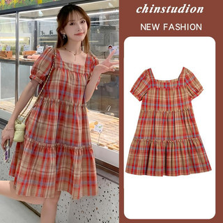 Maternity Dress Cotton Fashion Sweet Printed And Bangkok Checkered Design Urstore