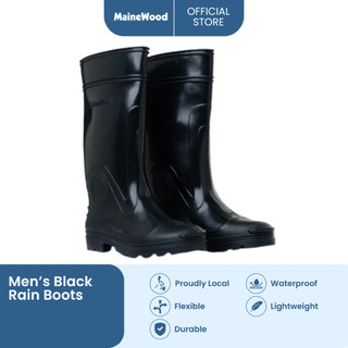 MaineWood Men's Black Waterproof Rain Boots