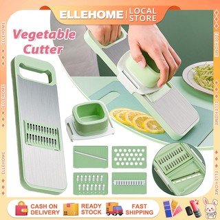 Vegetable Cutter Household 6 in 1 Stainless Steel Food Slicer Cutter Manual Grater Kitchen Supplies