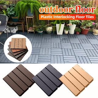 30×30CM Plastic Wood Floor Decking Tiles DIY Interlocking Waterproof Flooring for Indoor Outdoor