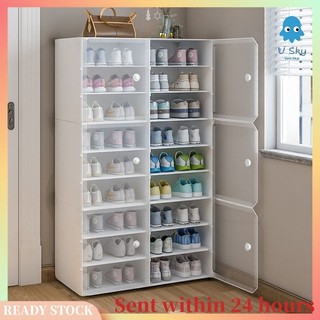 【Fast delivery】Shoe Cabinet Shoe Rack Clear Plastic Dustproof Stackable Double Capacity StorageBoxes