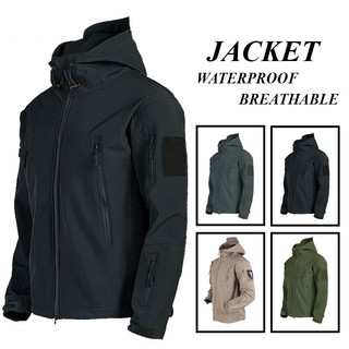 Men Jacket Outdoor Waterproof Shark Skin Softshell Windproof Breathable Zipper Jacket Coat