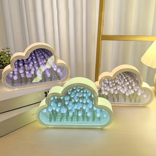 Creative DIY Tulip LED Night Light W/Mirror,Seasonal Decorative Craft Gift for Couples and Friends