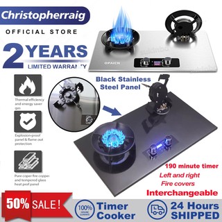 9KW Gas Stove Two Burner Gas Stove Double Standard Double Standard Timed Flip Folding Built-In/Desk