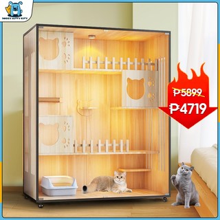 Cat Villa Cat Cabin Solid Wood Cat House Wooden Cat Cage Cat Cat House Cat Toys Cage Solid Wooden