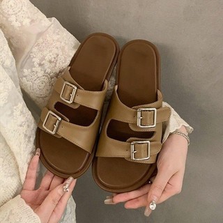 Vita Flat Sandals For Women  Korean StyleTwo Strap Buckle Beach Slippers For Women Casual Fashion