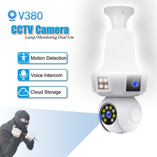 Three Lens Three Image Bulb CCTV Camera IP Wifi Bulb Light 8MP PTZ Outdoor V380 PRO Night Vision