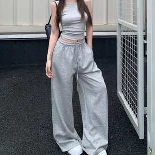 Korean Version Lazy Style Gray Lounge Sweatpants Women Loose Casual Wide Leg Trousers Buy 1 Take 1