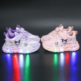 Maxi shoes Kuromi Led shoes for kids girls Induction light up rubber shoes for baby size 21-33