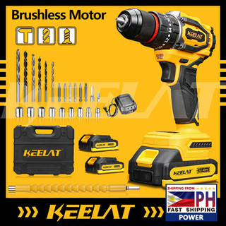 KEELAT KCD011 Cordless Impact Drill Brushless Motor Metal Chuck Hummer Drill Battery Level Display