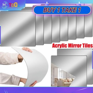 Square Wall Mirror Bedroom Living Room Mirror Sticker Self Adhesive Acrylic DlY Mirror