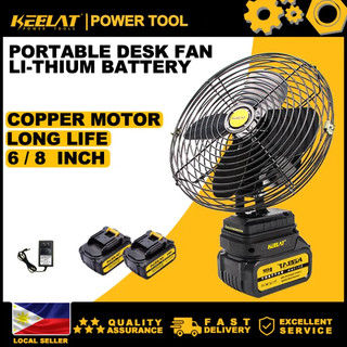 KEELAT KMCF01 6/8'' Long Battery Life Rechargeable Desk Portable Stand Fan Lithium-Ion High Power