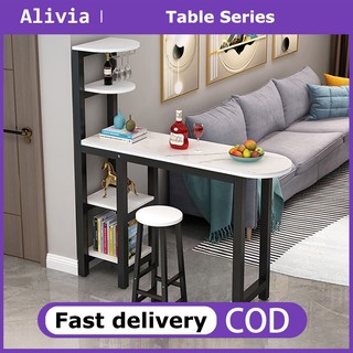 Bar table with storage rack (⭐No chair)  Partition table Household high table partition table