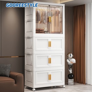 gooreestyle Plastic Wardrobe Baby Mini Closet Baby Cabinet For Clothes Foldable Storage With Wheels