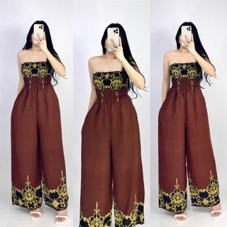 Sunny&Co  Summer New High-End Print Tube Jumpsuit Challis Womenswear