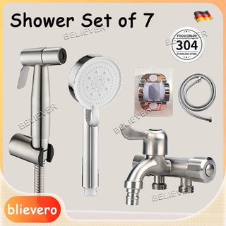 4 IN 1 Shower Set With Faucet 5 Modes High Pressure Shower Spray Portable Shower With Hose