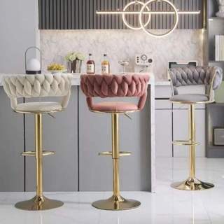 Gold Bar Chair And high Stool Bar Can Be Lifted And Light And The Back -to -back Net Red High