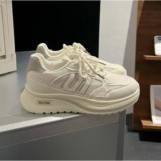 Trend fashion sneaker chunky breath light run soft high comfort casual white rubber shoes for women