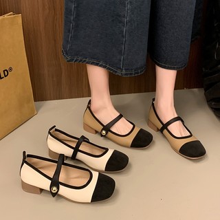 ONEW Korean French Mary Jane Shallow Mouth Strap Flats for Women - Stylish and Comfortable Shoes
