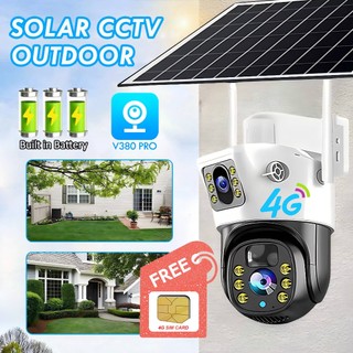 V380 4G SIM Dual lens Solar CCTV WIFI Wireless Outdoor Waterproof Human Detection Night Vision