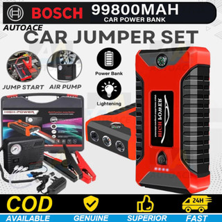 BOSCH Car Jumper 99800mAh Car Power bank High power With Pump Power Bank Car Jump Start LED LIGHT