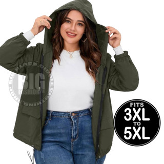 Plus Size Hoodie Windbreaker Rain Jacket Parka Jacket with Pockets