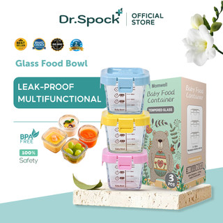 Dr.Spock 3 in1 Portable Baby Glass Food Container Box Storage Freezer And Heat-resistant Storage Box