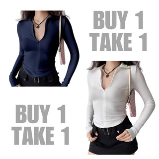 B1T1 KILY.PH Two-way Half-Zipped Longsleeve or Turtle Neck Basic Solid Longsleeves Top S-M 6A*319