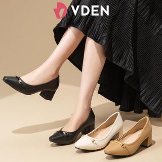 VDEN Chunky Heel Casual Women's Shoes Pump Leather Comfortable Square Toe Shoes 1.9INCH/5CM 523-A114